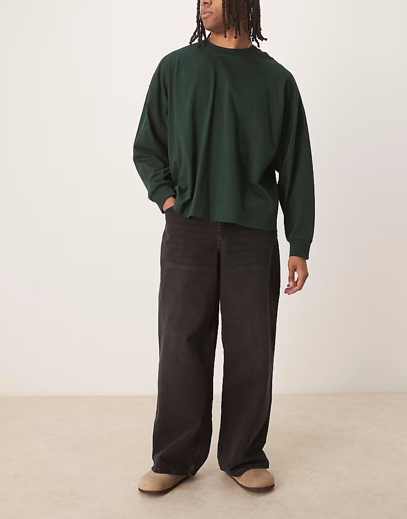 

Супермешковатые плиссированные джинсы ASOS DESIGN черного цвета