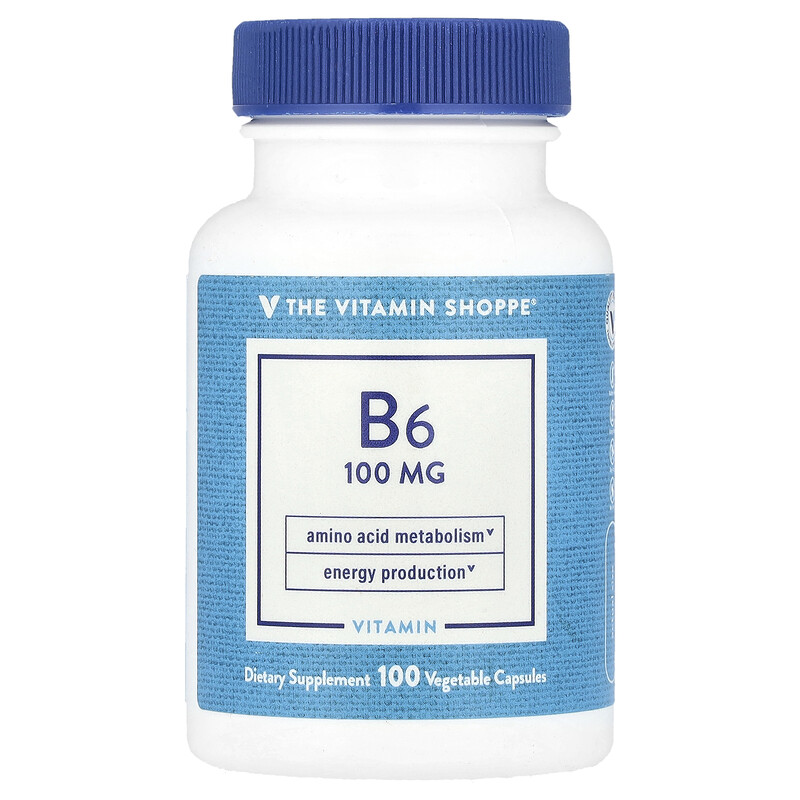 

The Vitamin Shoppe, Витамин B6, 100 мг, 100 растительных капсул