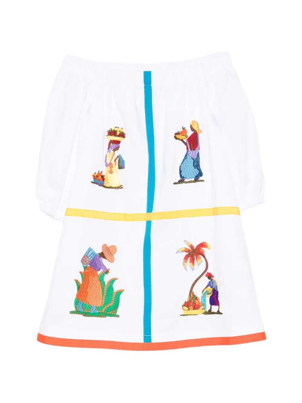 Вышитое платье Stella Jean Kids, белый
