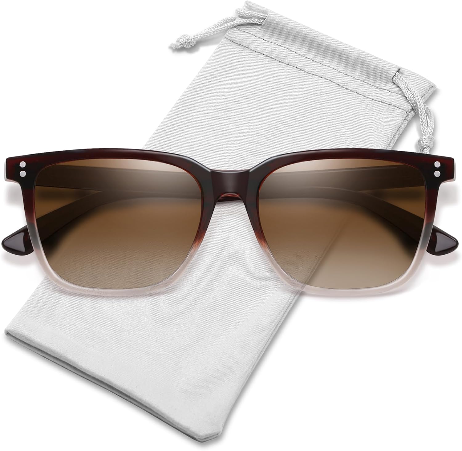 

Женские поляризованные солнцезащитные очки YDAOWKN: модные дизайнерские солнцезащитные очки с зеркальными линзами и защитой от УФ-излучения UV400, Gradient Brown Frame/Gradient Brown Lens