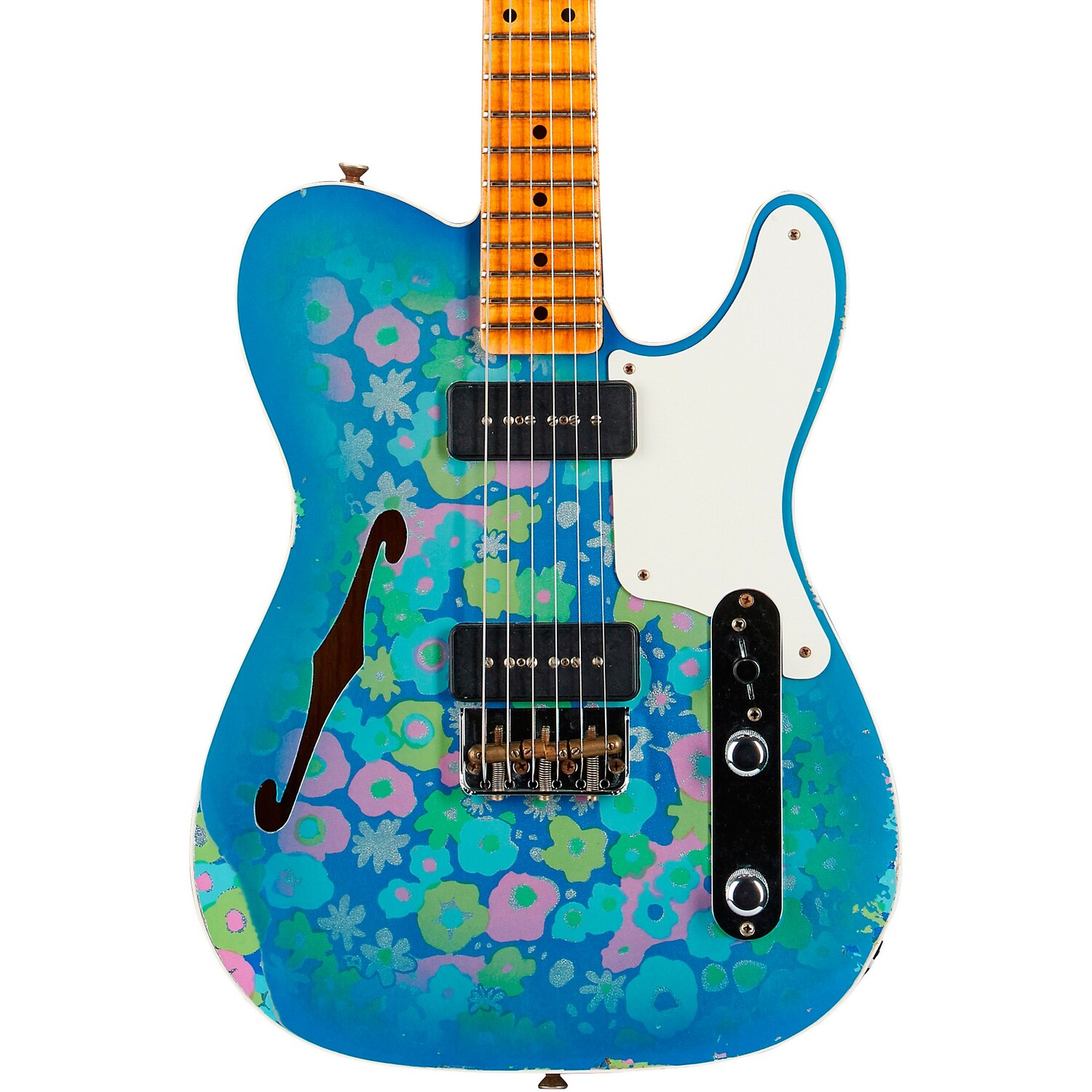 

Ограниченная серия Fender Custom Shop Dual P-90 Telecaster Relic, электрогитара Blue Flower