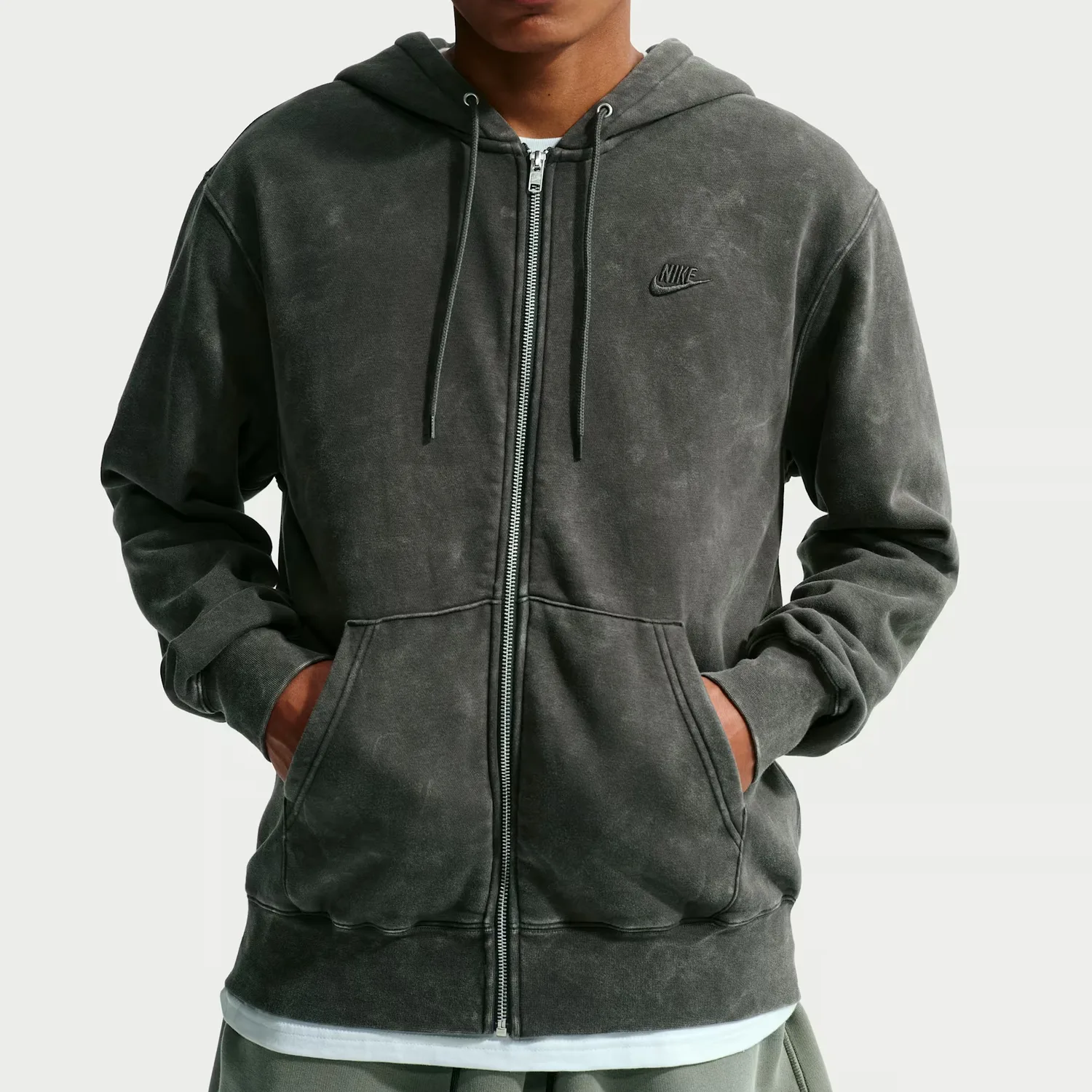 Nike Толстовка с капюшоном Club мужская, цвет charcoal gray — фото 3