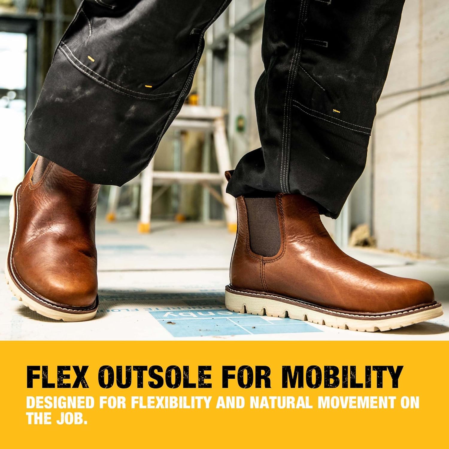 Мужские ботинки DEWALT Flex Albany 6 из кожи, с мягким носком, неметаллические, водоотталкивающие, стиль Челси, Nature — фото 4
