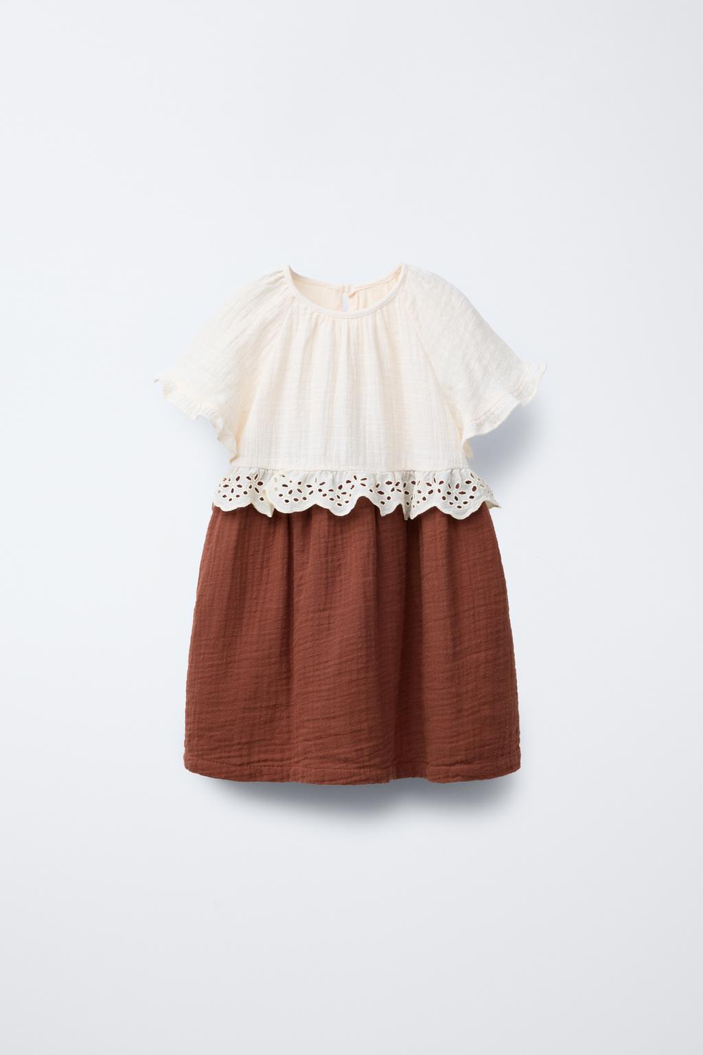 

Платье с контрастной текстурой ZARA, экрю