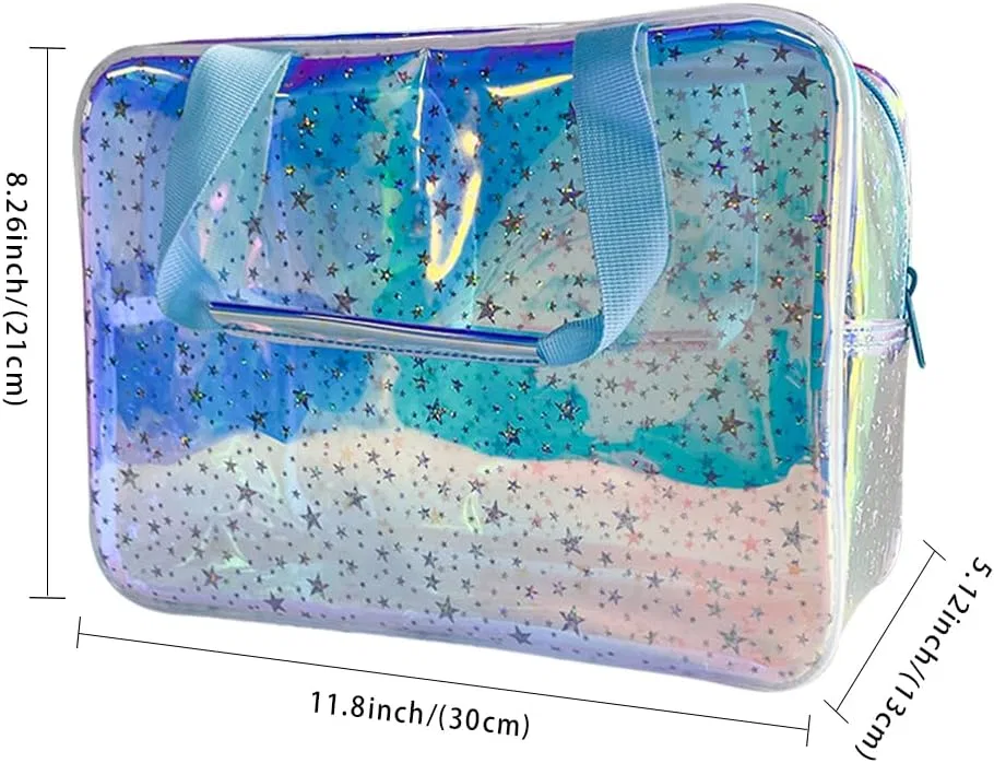 Голографическая косметичка из ТПУ с ручкой Toteprint, Holographic Blue — фото 2
