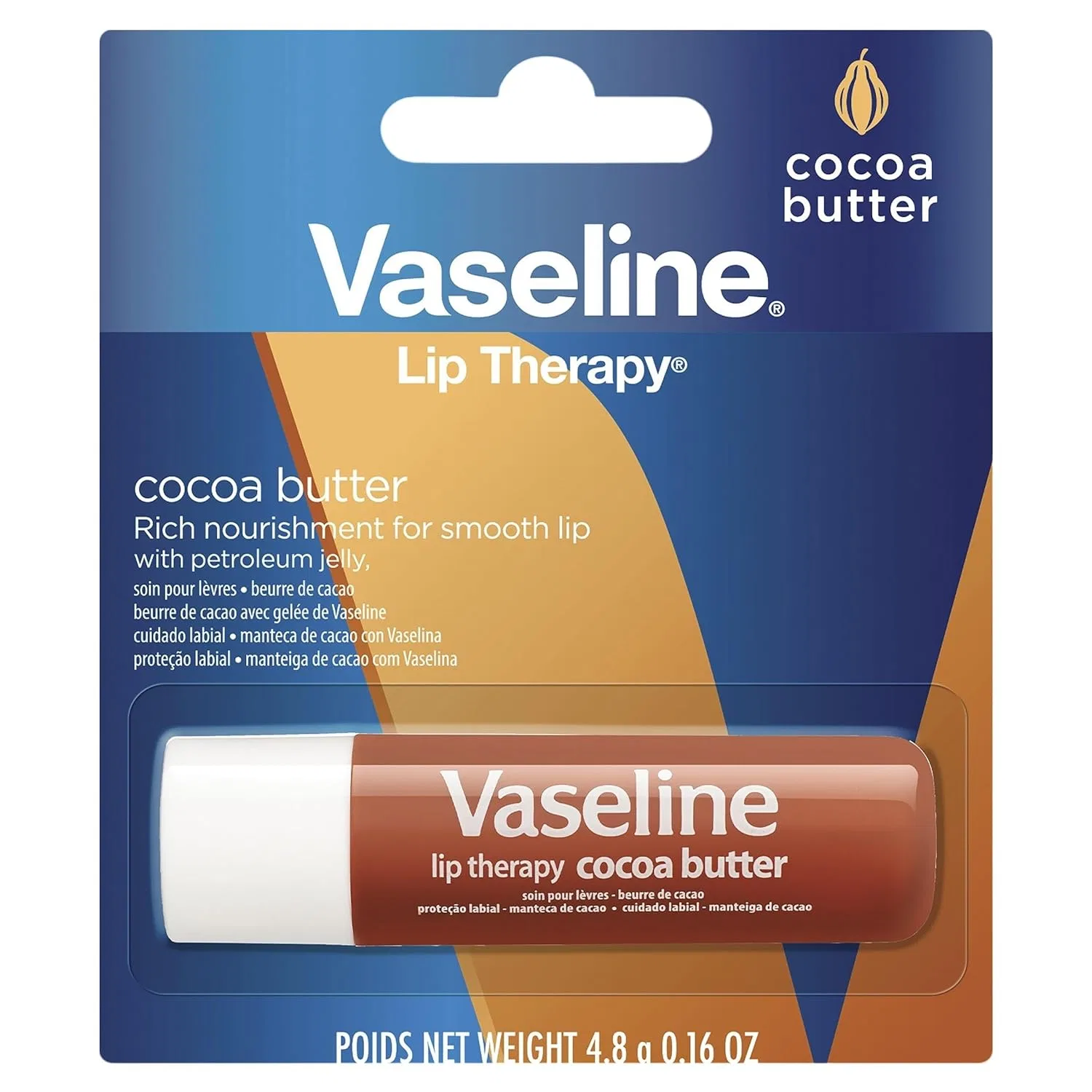 Оттеночный бальзам для губ с маслом какао Vaseline Lip Therapy Cocoa Butter, 4.8 г Vaseline