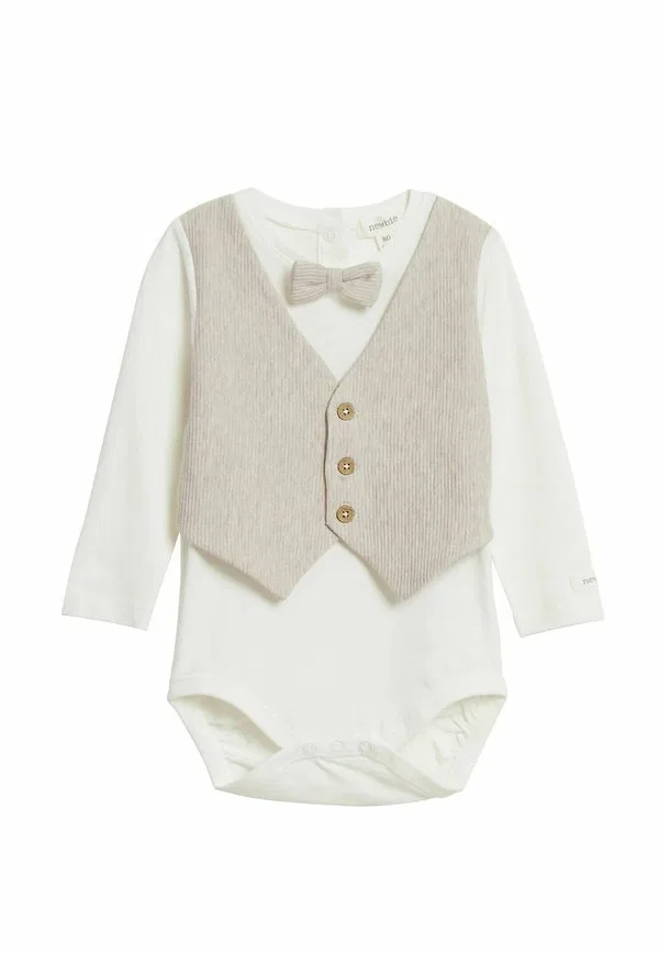 Боди с жилетом и галстуком-бабочкой, Newbie, Beige Mélange — фото 3