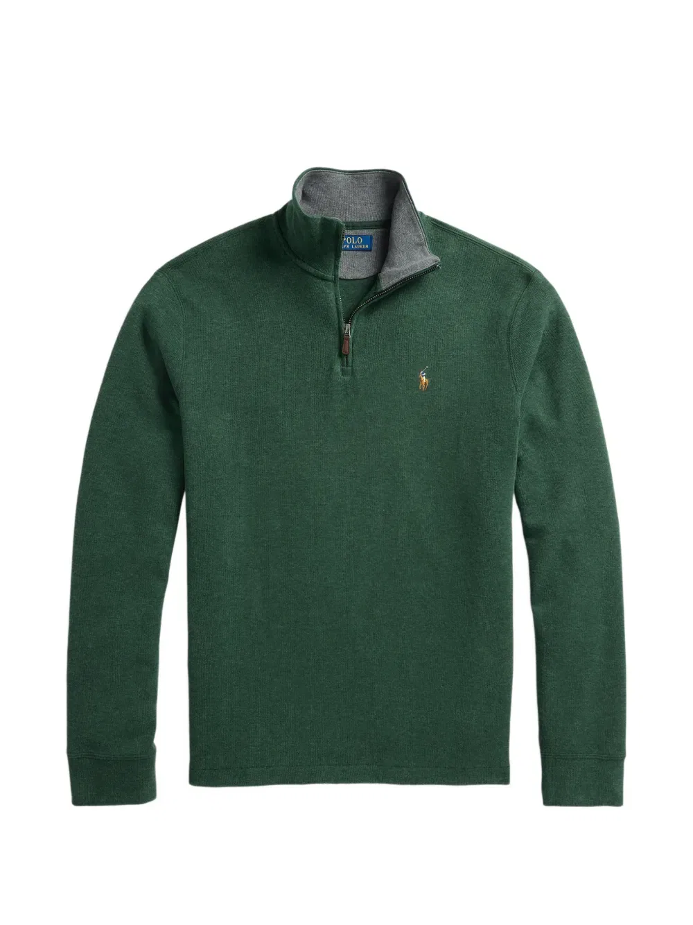 Свитер с вышитым логотипом и застежкой-молнией на четверть длины Polo Ralph Lauren, зеленый