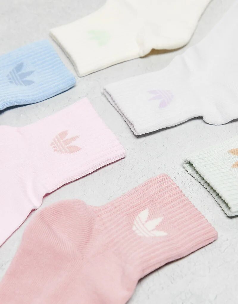 Носки adidas Originals adicolor Trefoil, 6 пар, пастельные тона — фото 2