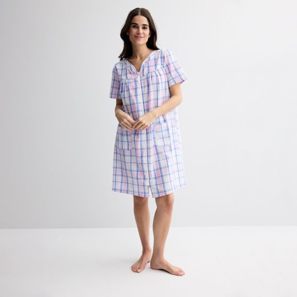 

Миниатюрный тканый спальный халат на молнии Croft & Barrow, цвет summer plaid pink