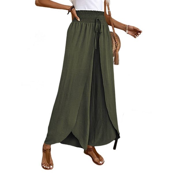 

Женские брюки-клеш с прямым кроем и эластичным поясом Yesfashion, Military Green