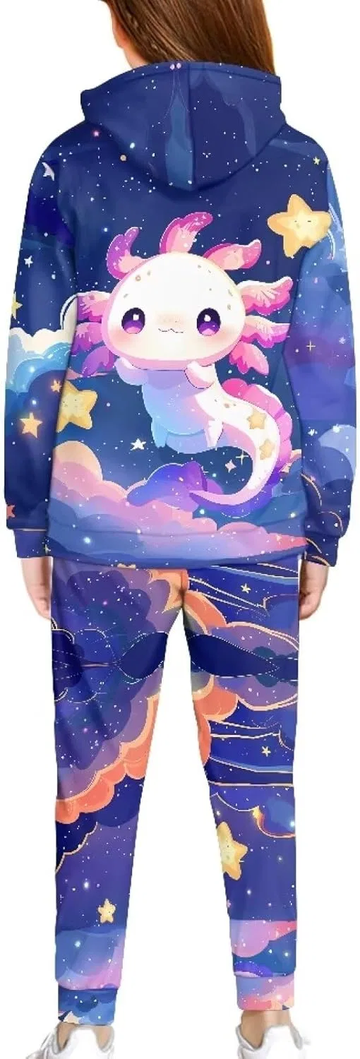 Детский спортивный костюм Galaxy Axolotl Printed, худи и штаны — фото 2