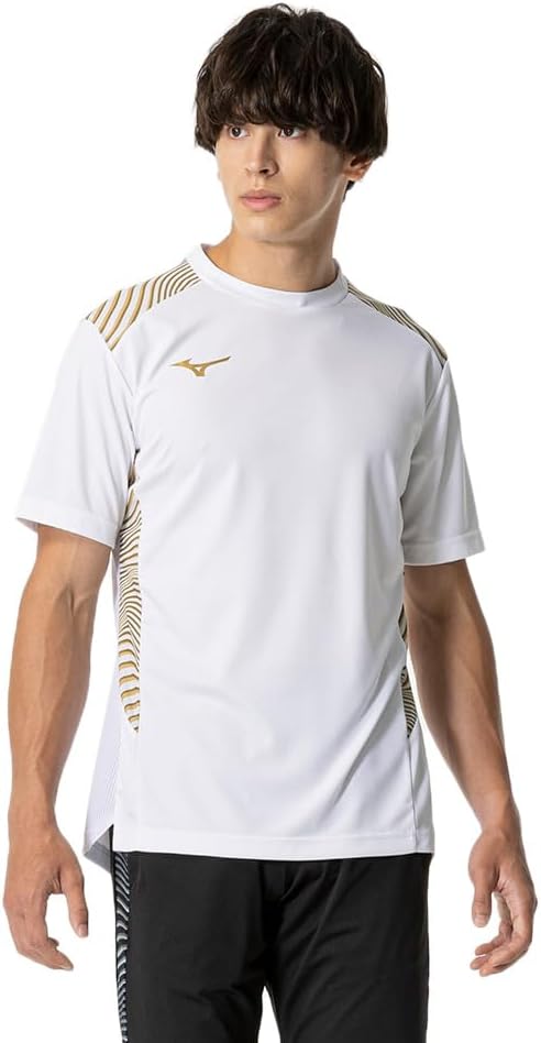 

Футболка Mizuno P2MAB040, короткий рукав, влагоотводящая, быстросохнущая, приталенный силуэт, унисекс, белый