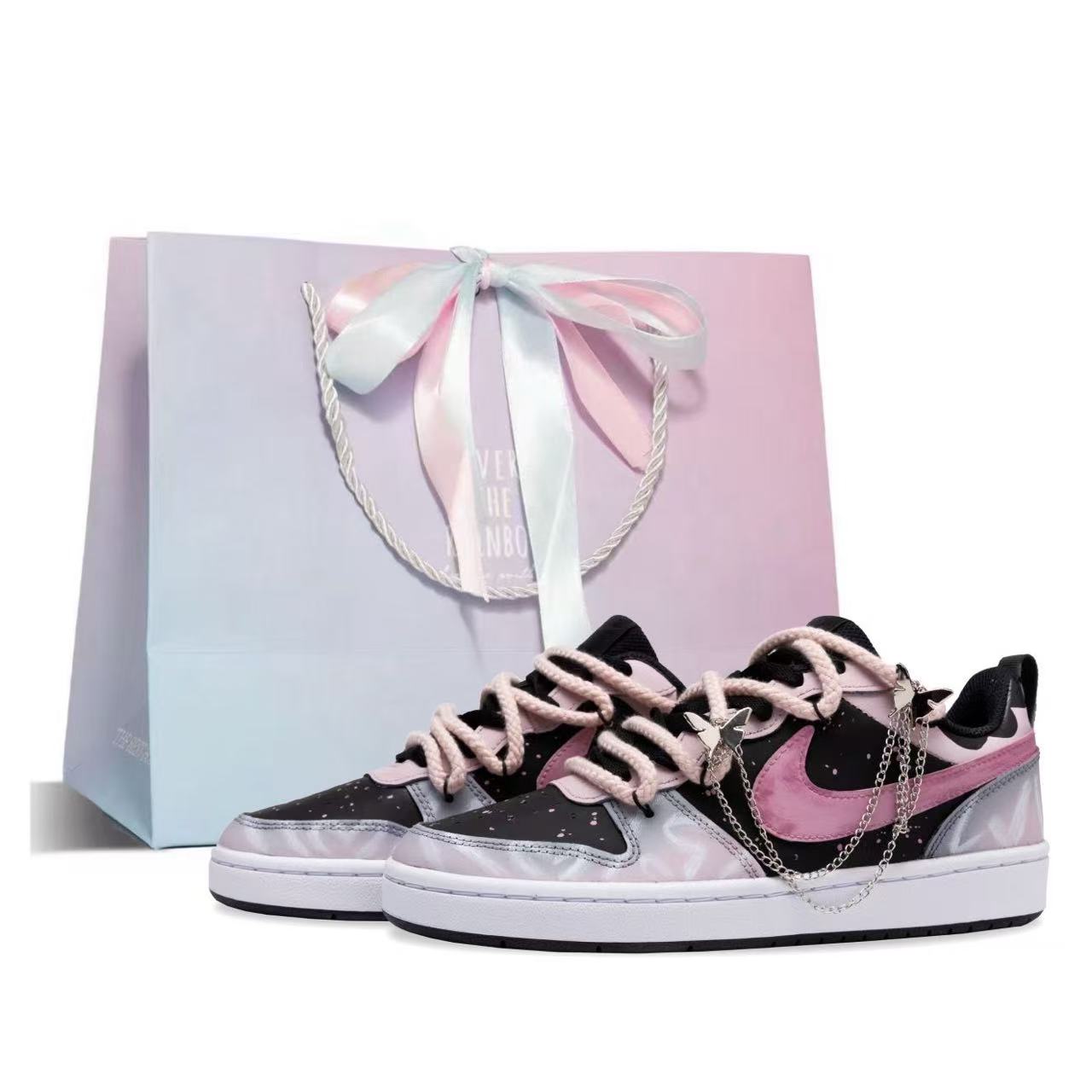 

Nike Court Borough 2 Love Note, универсальные низкие кроссовки для скейтбординга для детей, цвет черный, розовый, для подростков