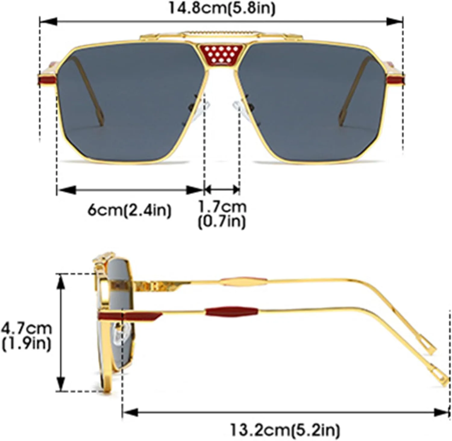 

bullabulling Модные квадратные солнцезащитные очки-пилот с градиентным переходом цвета для женщин и мужчин, винтажные металлические солнцезащитные очки, White Blue