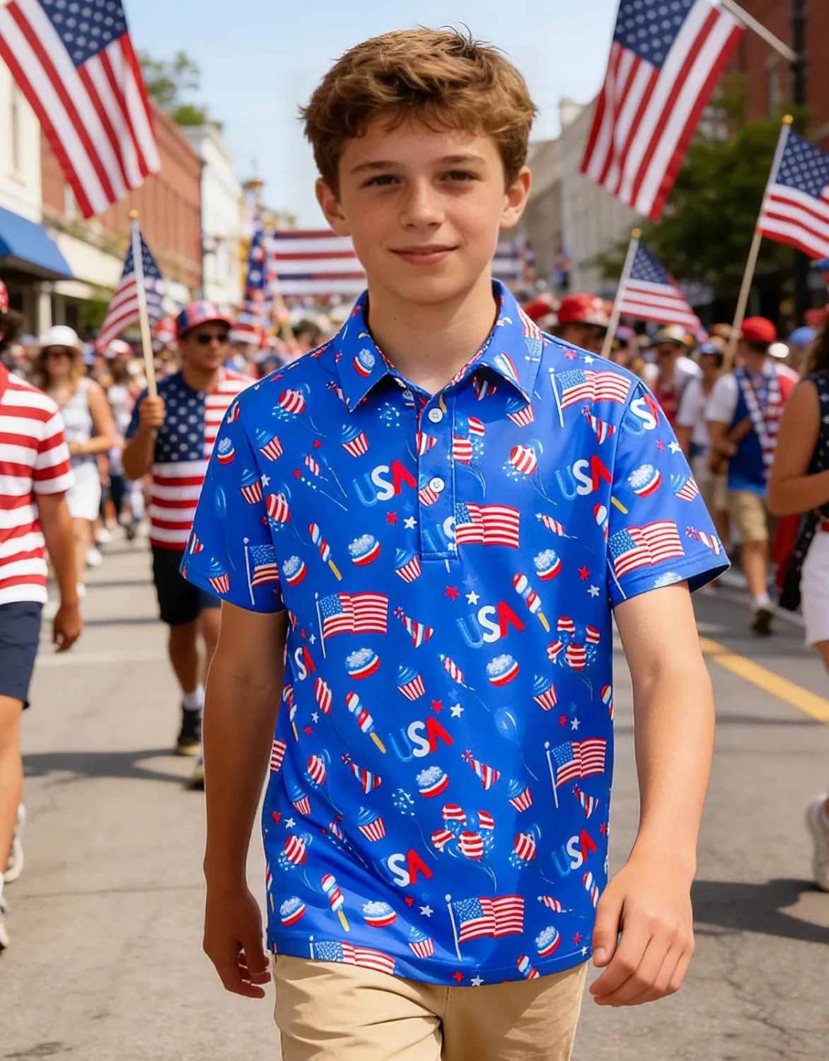 Детская футболка поло с коротким рукавом Cuddomper, цвет Flag 2 — фото 2