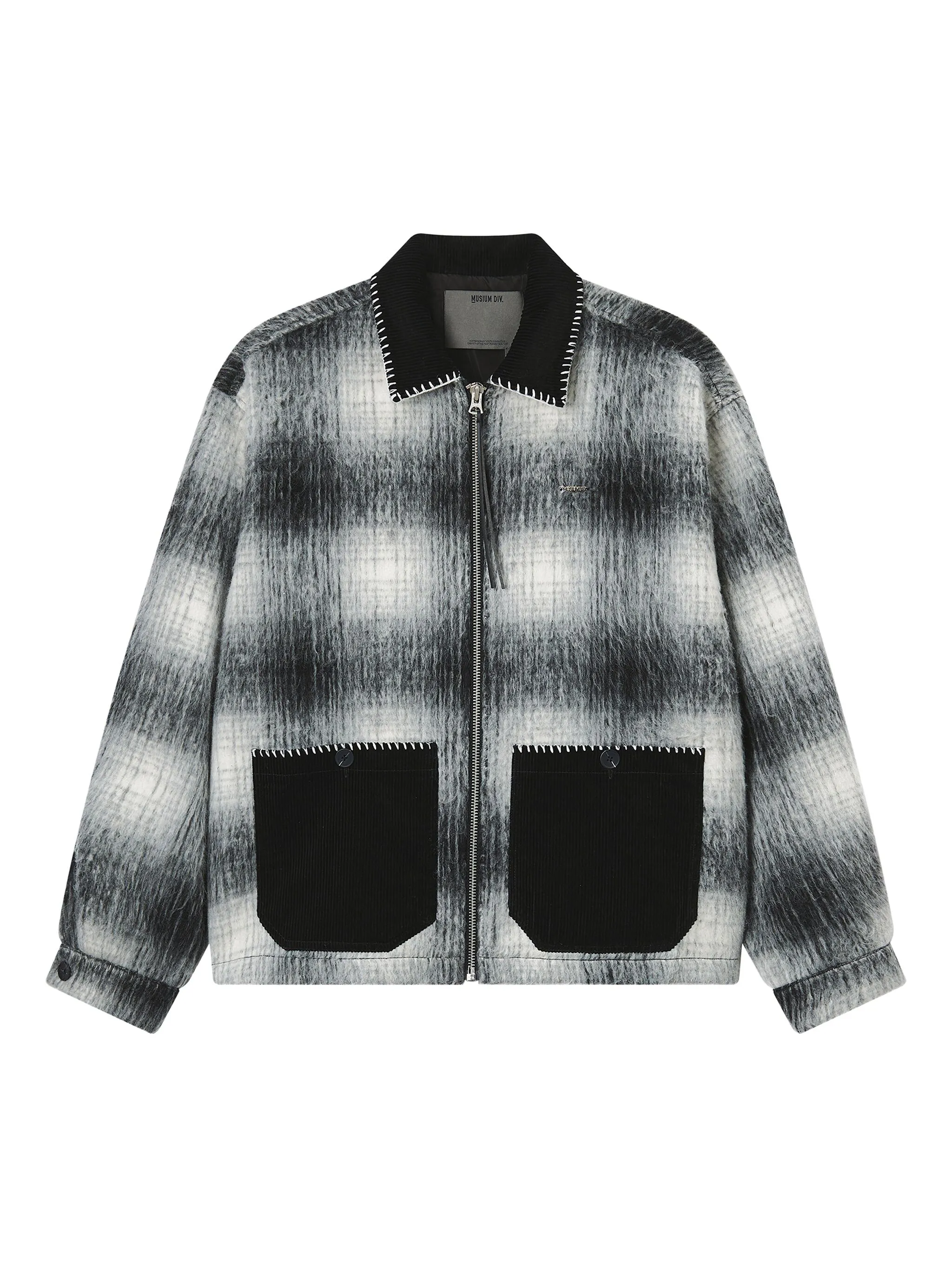 

Клетчатая куртка с вельветовыми карманами Musium Div., черный