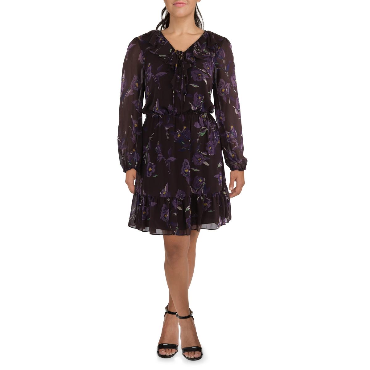 

Женское платье-футляр со шнуровкой и оборками Lauren Ralph Lauren, коричневый/фиолетовый/мультиколор