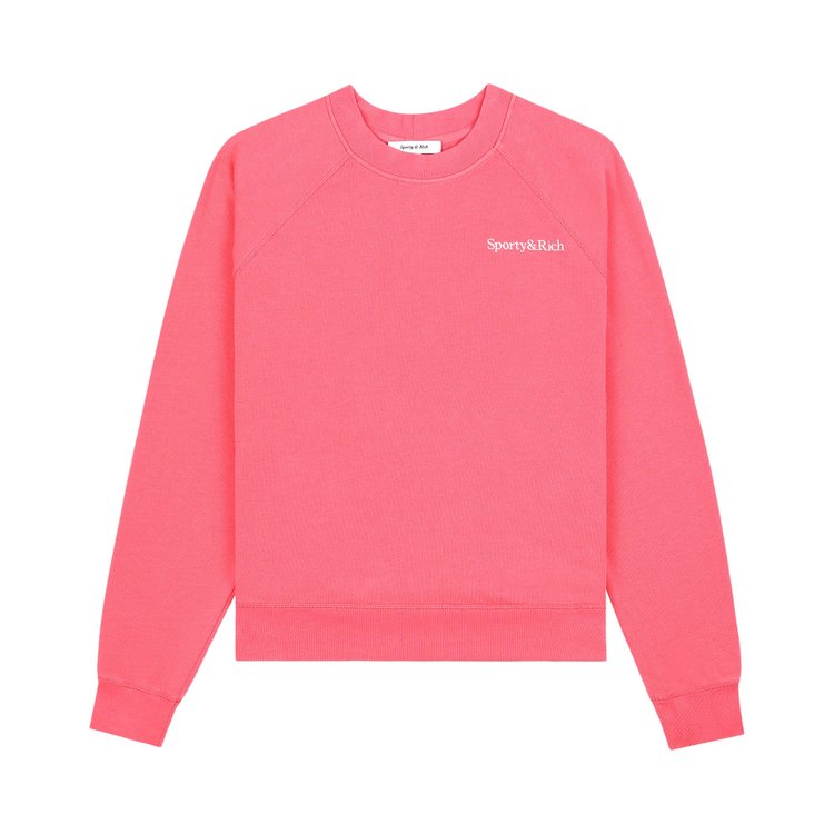 

Толстовка Sporty & Rich Serif Logo Soft Crewneck, цвет Cotton Candy/White