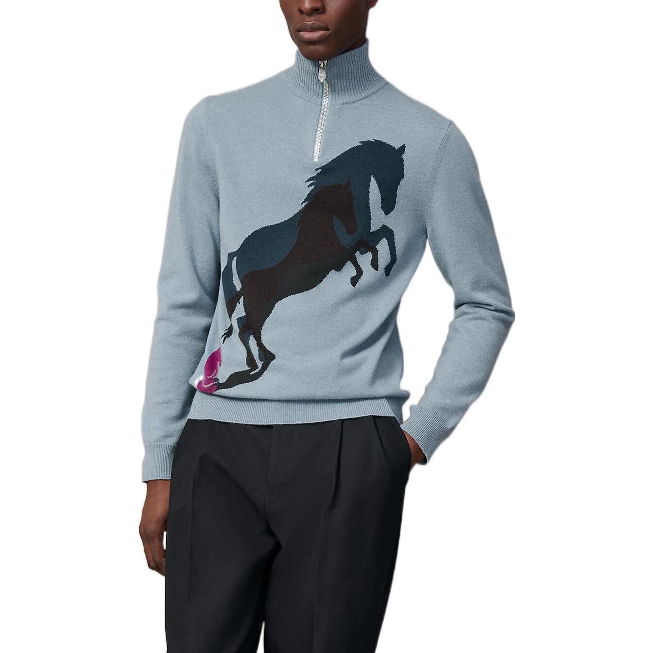 Кашемировый свитер мужской туманный цвет Hermes, цвет Foggy color — фото 2