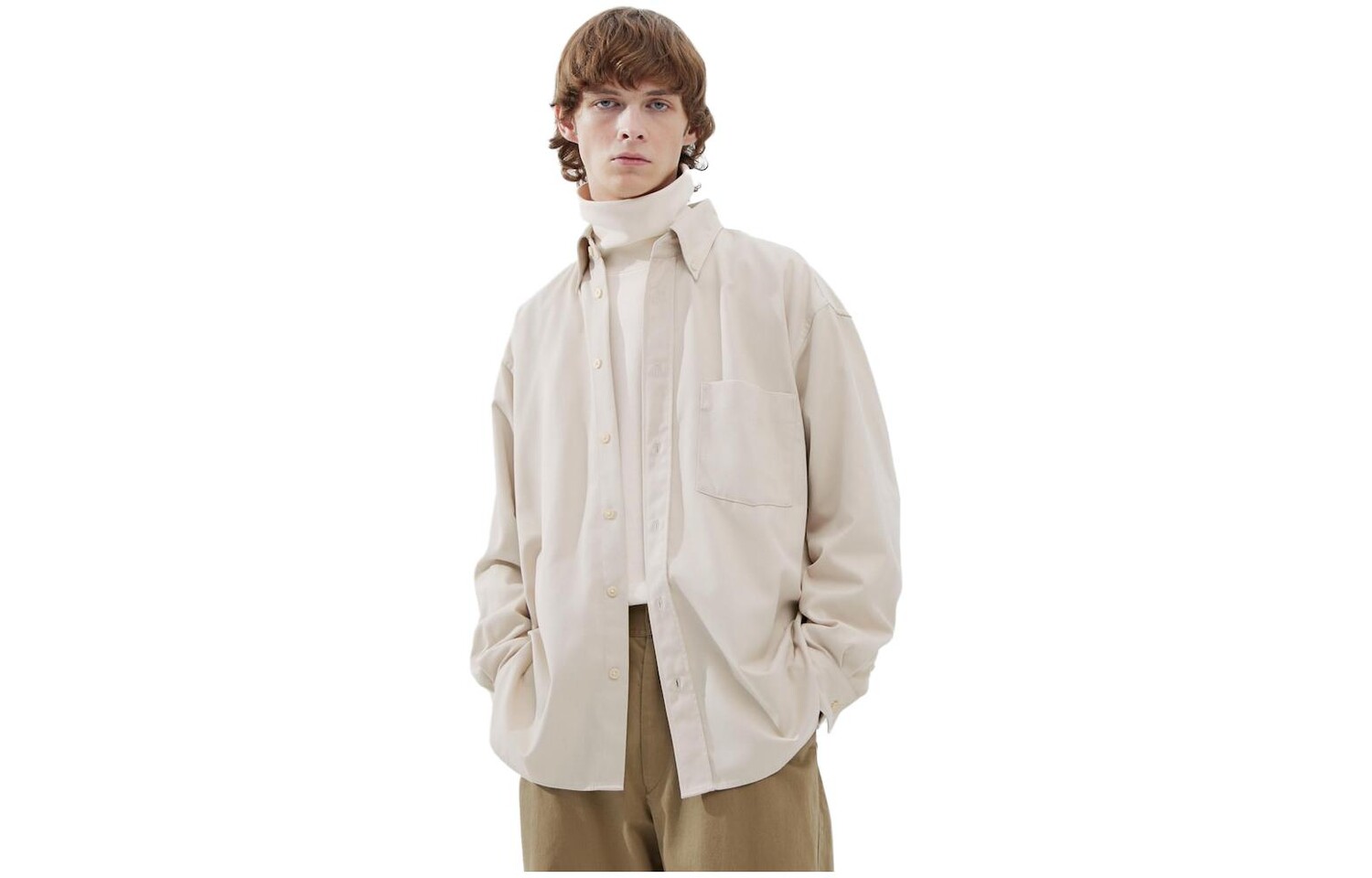 U Коллекция Рубашка Мужская Uniqlo, серый — фото 3