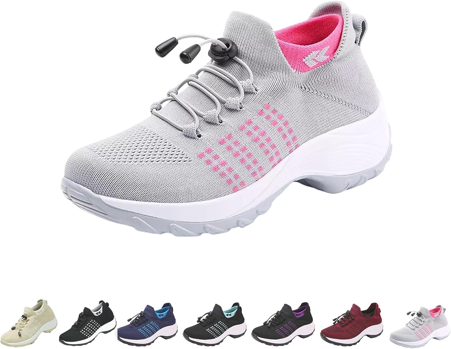 

Женская обувь Comfort Wear Orthowear, кроссовки для ходьбы, носки-кроссовки, надеваемые дышащие сетчатые кроссовки, беговая обувь Generic, серый