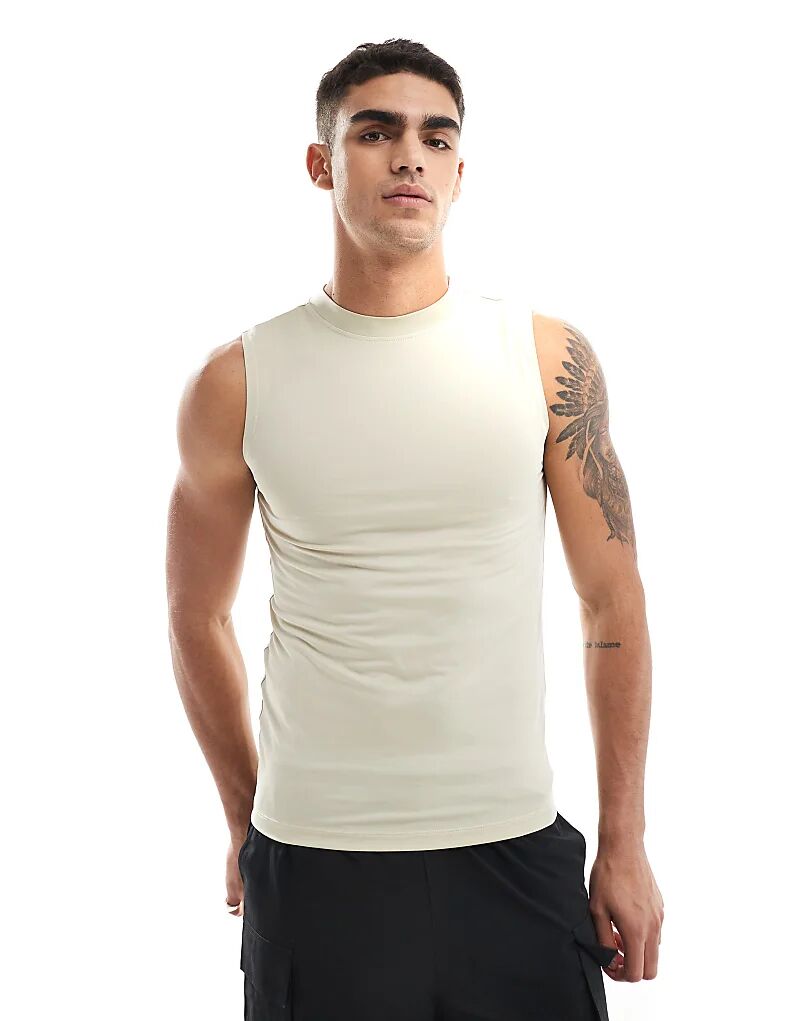 

Майка Icon Muscle Fit Training без рукавов в цвете Stone ASOS 4505