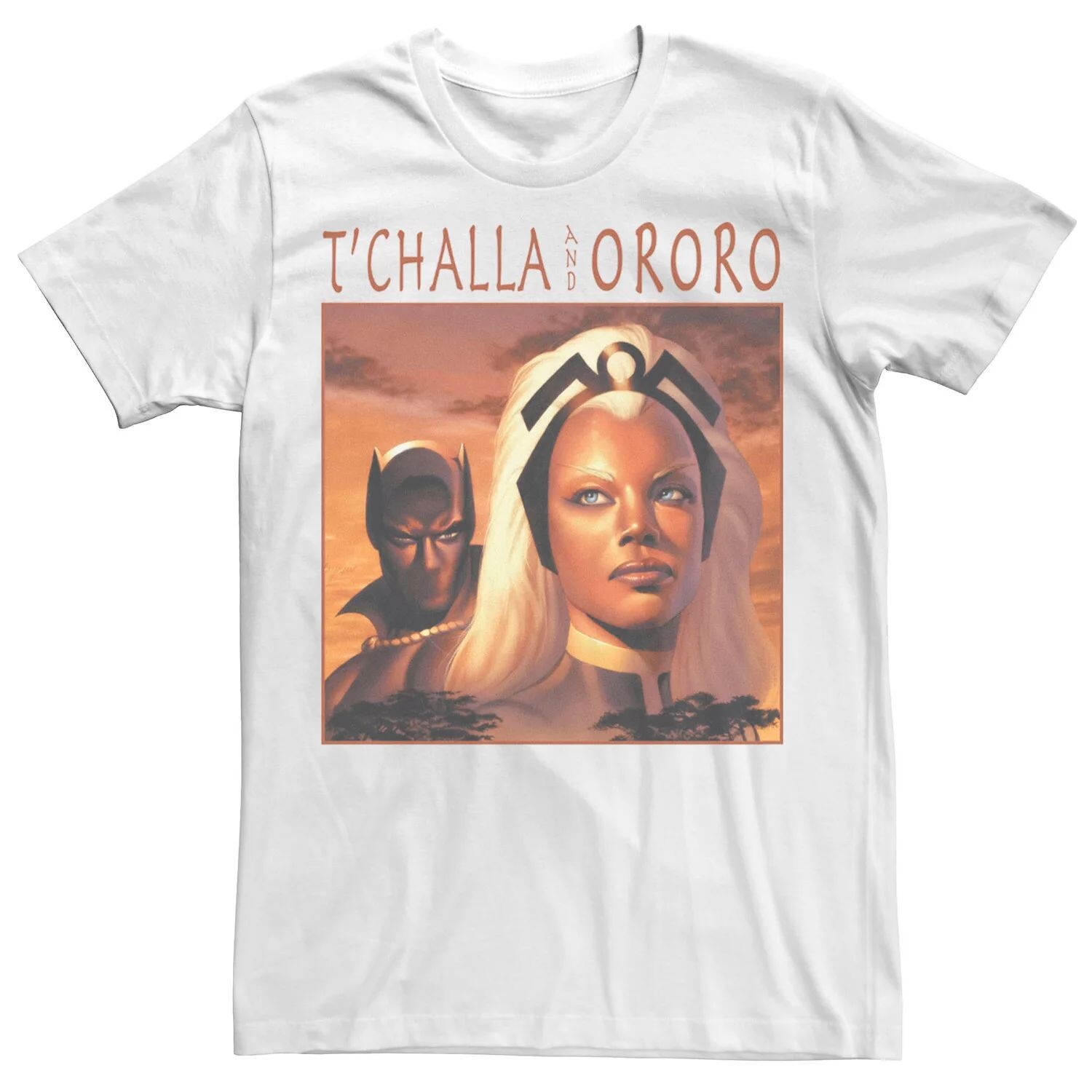 

Мужская футболка с простым портретом T'Challa And Ororo Marvel