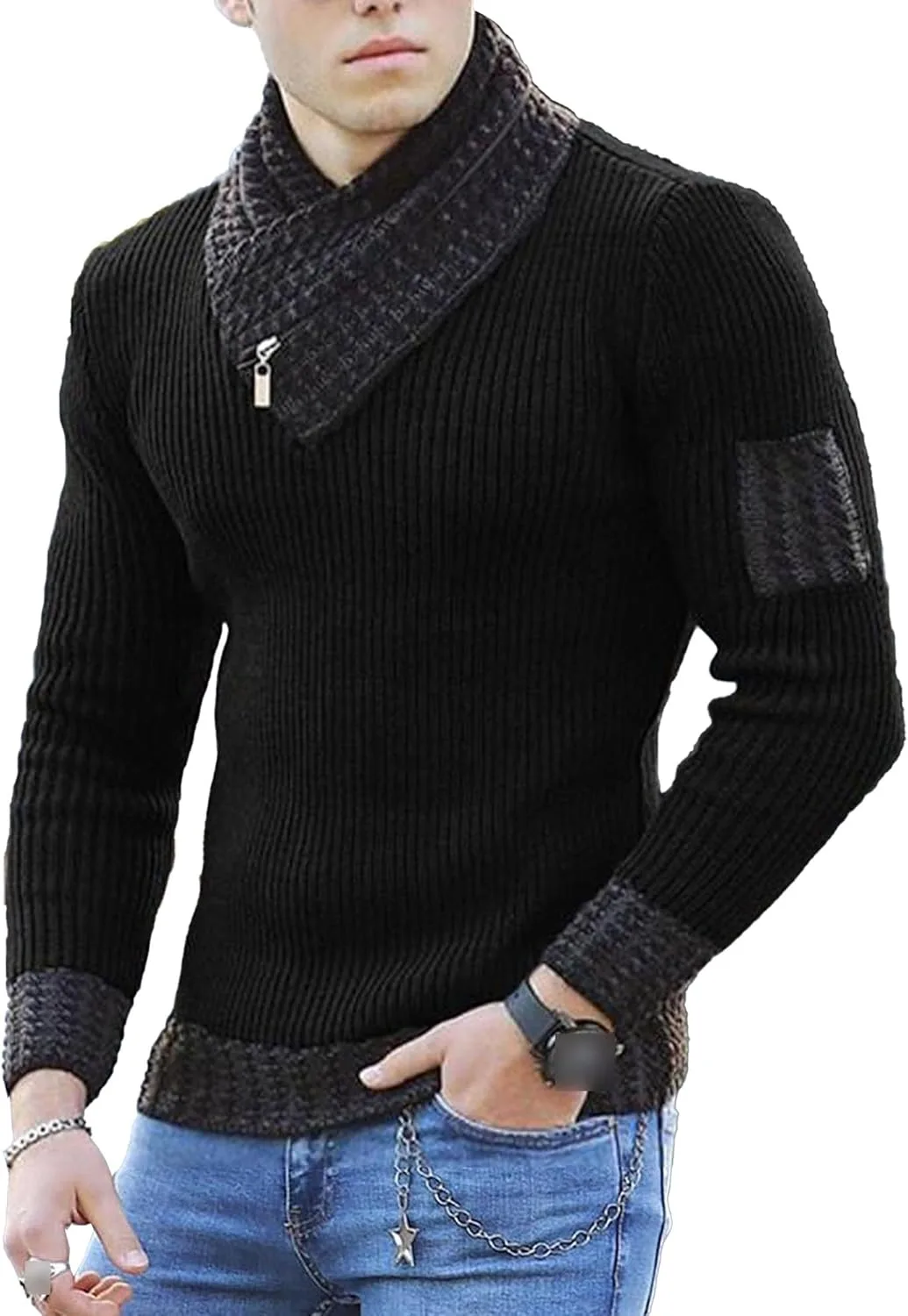 

Мужской свитер с воротником-шалью и длинными рукавами Gsywaipei