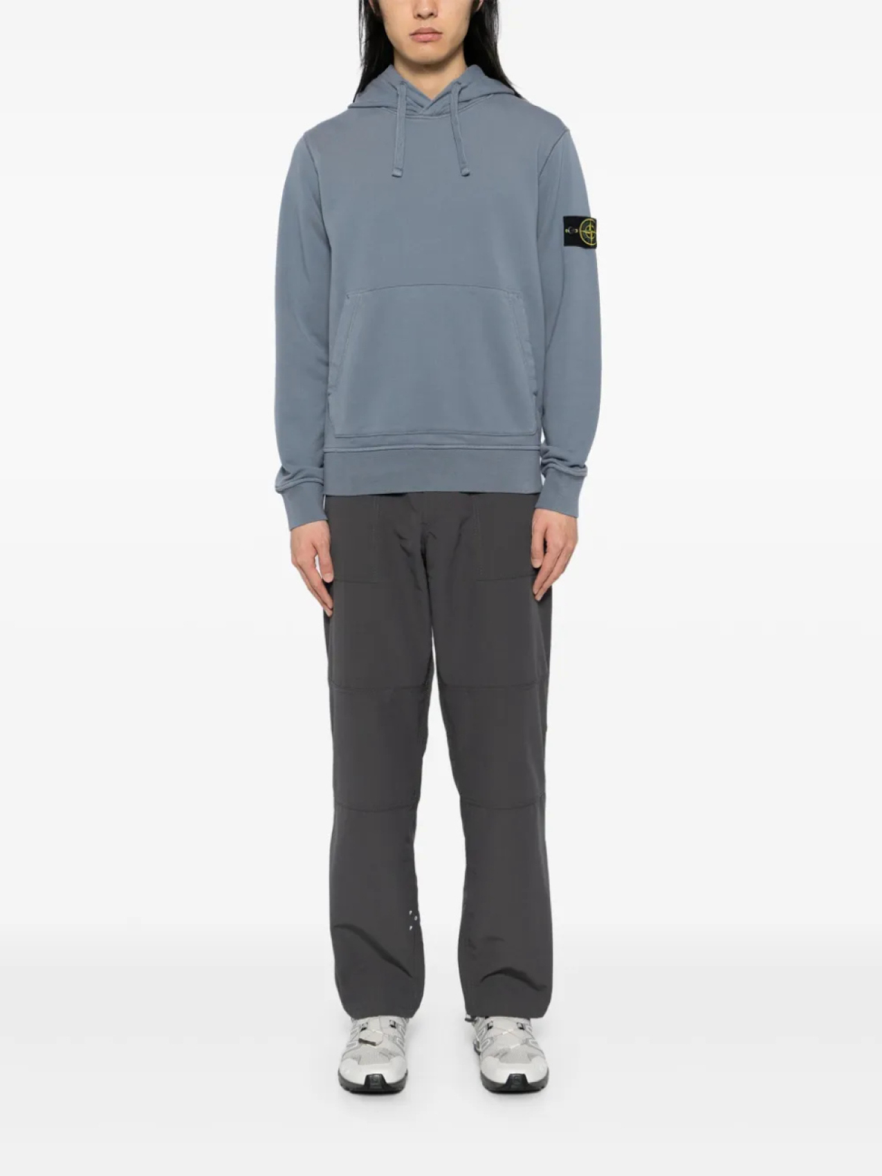 

Толстовка Stone Island с капюшоном, окрашенная в гофре, синий