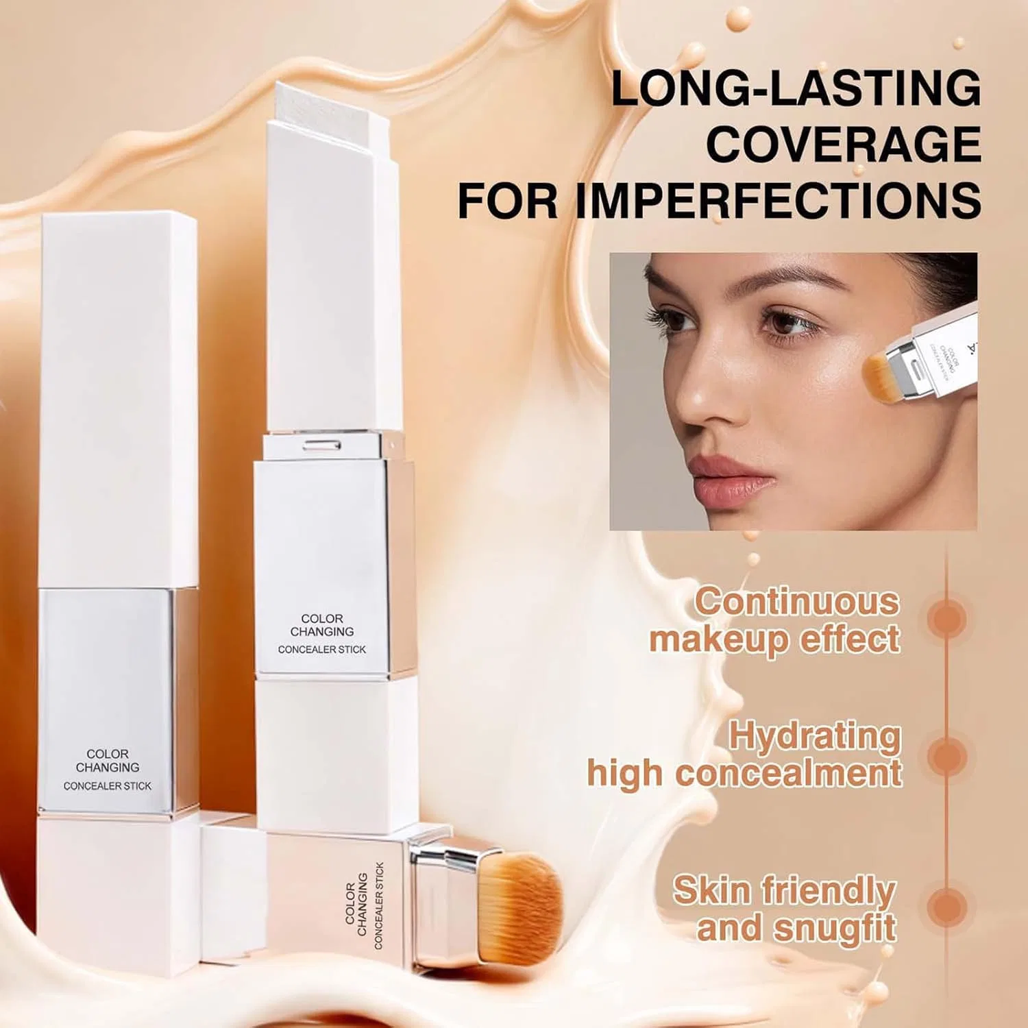 Осветляющий стик-корректор с кистью, Smart Color-Changing, Light Beige Generic — фото 4