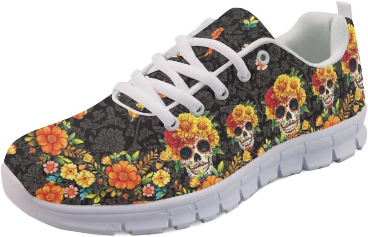 

Кроссовки Forchrinse Mexico Splash Ink унисекс, национальные прогулочные теннисные кроссовки для женщин и мужчин, легкие кроссовки для фестиваля, Mexican Skull Embroidered Flower