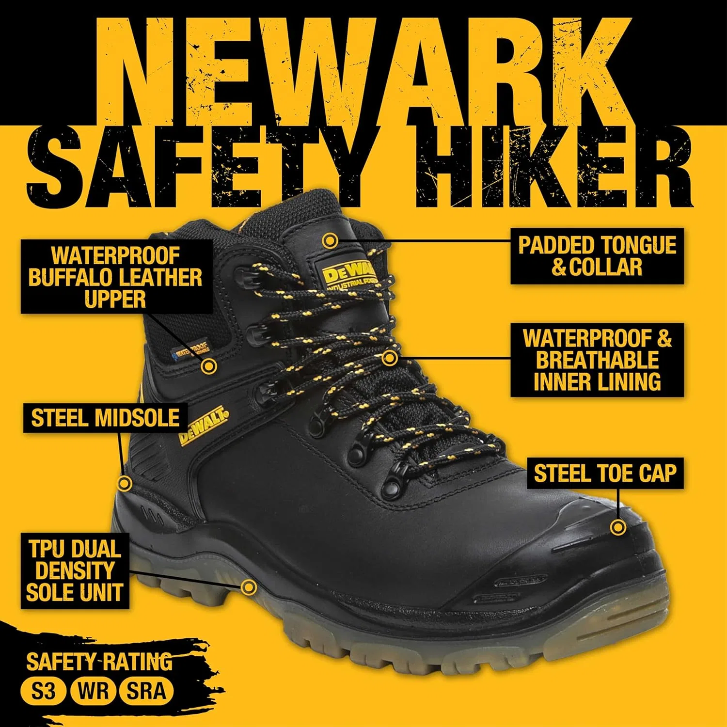 Мужские защитные ботинки DeWalt Newark, Black — фото 2