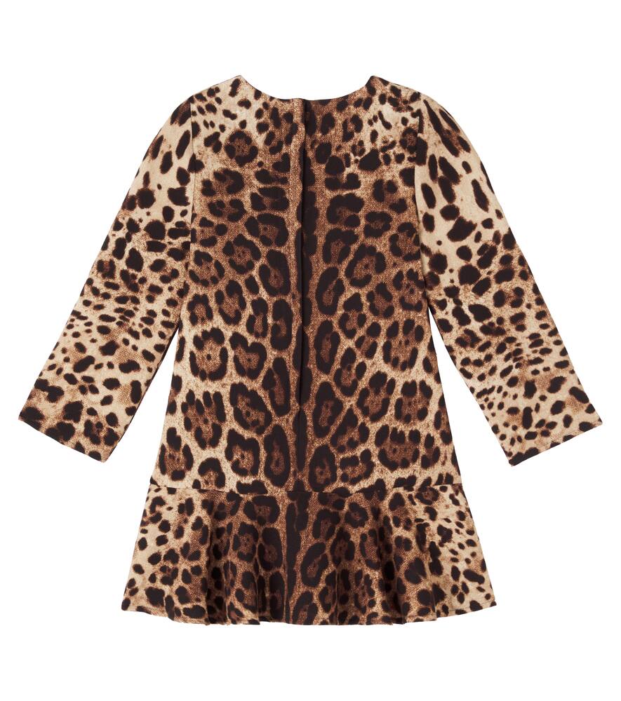 Платье из шерстяного крепа DG с леопардовым принтом Dolce&Gabbana Kids, Leo New — фото 4