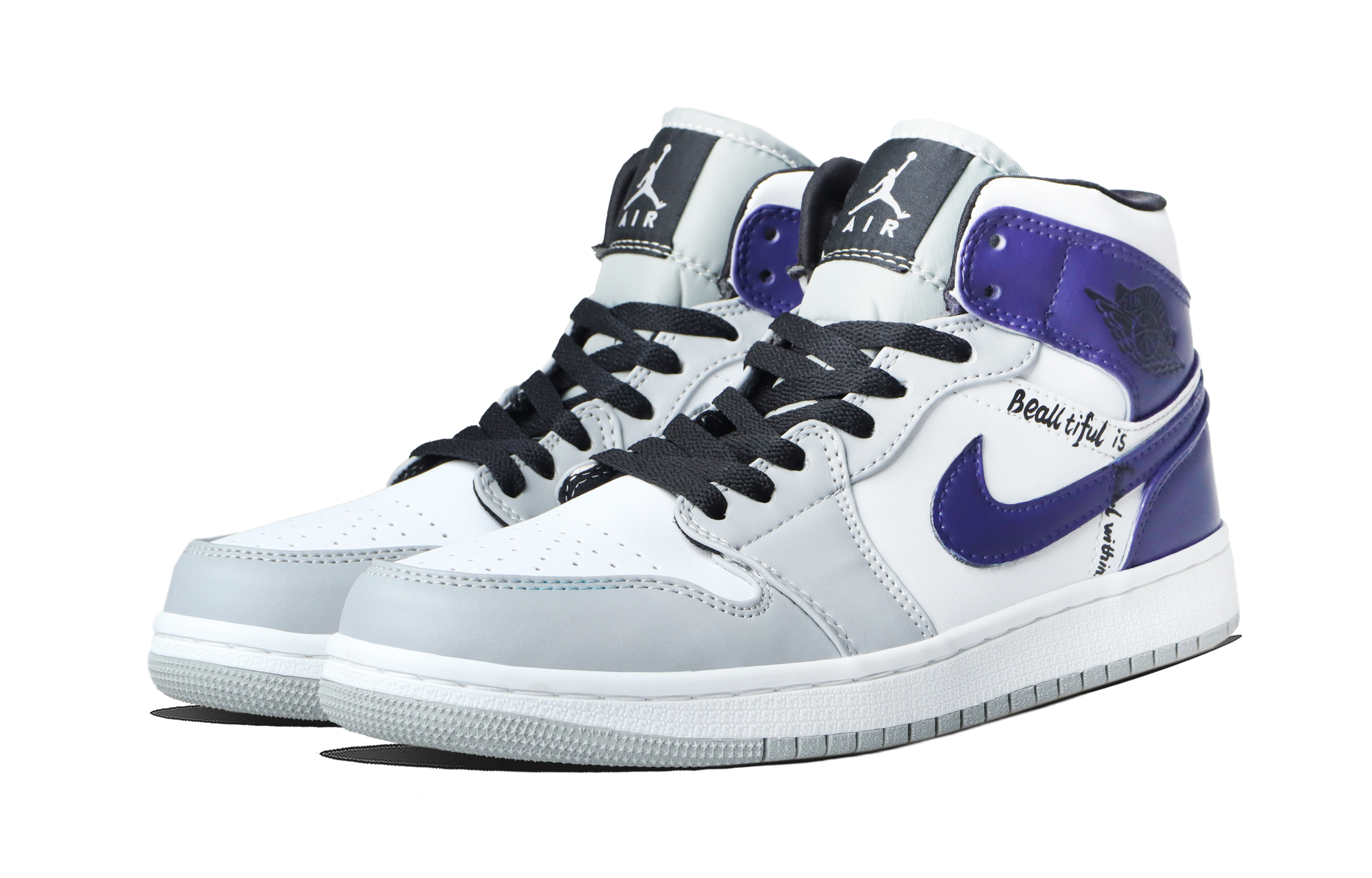 Jordan Кроссовки баскетбольные Unisex Air 1 Purple Domain Explorer Mid top Vintage, устойчивые к истиранию, фиолетовые — фото 4