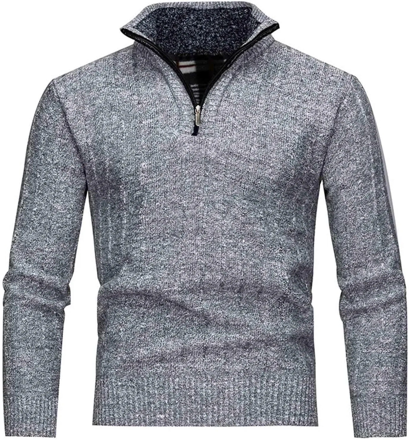 

Мужской полузастегивающийся свитер с флисовой подкладкой, утолщенный воротник-стойка