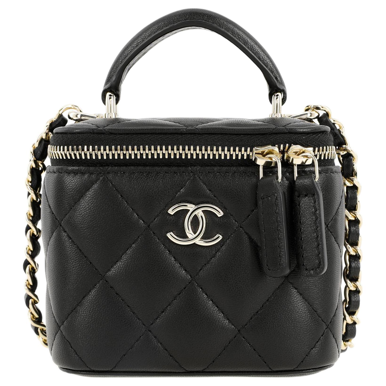 

CHANEL Сумка-короб из овчины Косметичка Женская сумка Сумка через плечо Черная кросс-боди сумка