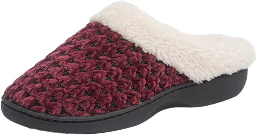 

Женские меховые тапочки Roxoni с вечным вязаным узором - мягкие и стильные тапочки - идеально подходят для использования дома и на улице, красный