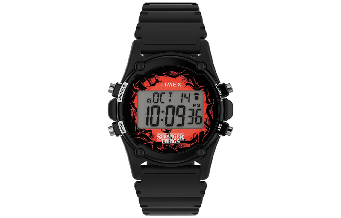 

TIMEX Часы Stranger Things Collaboration Wrist Watch Quartz Movement Resin Strap 40mm Gray Dial Men's Watch, Black