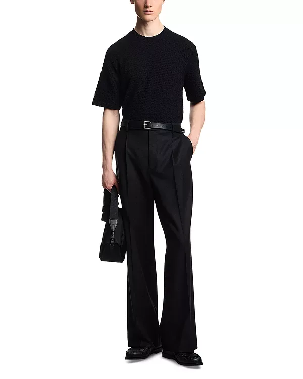 Футболка из трикотажа с геометрическим жаккардовым узором Emporio Armani, Black/Blue — фото 2
