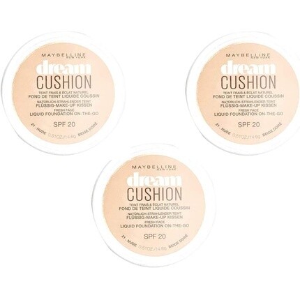 

Maybelline New York Dream Cushion Foundation 21 Nude — набор из 3 шт., Белый, Maybelline New York Dream Cushion Foundation 21 Nude — набор из 3 шт.