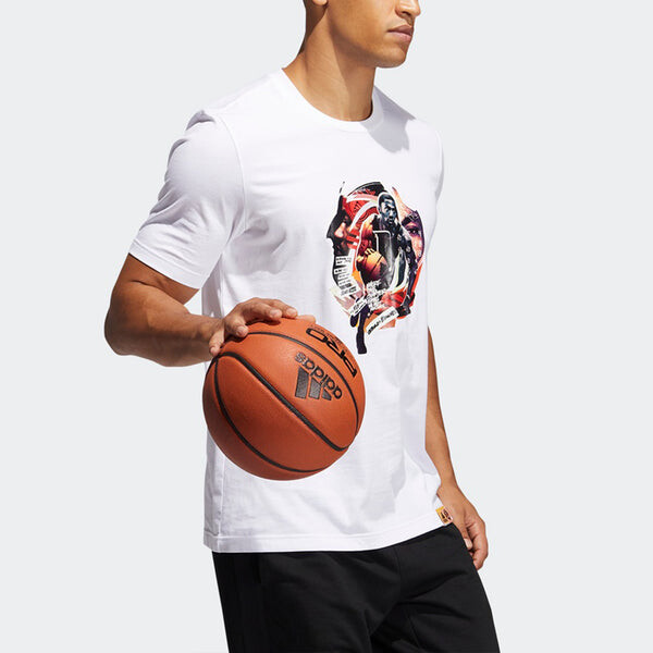 Футболка rose abstract basketball sports printing loose short sleeve white Adidas, белый — фото 4