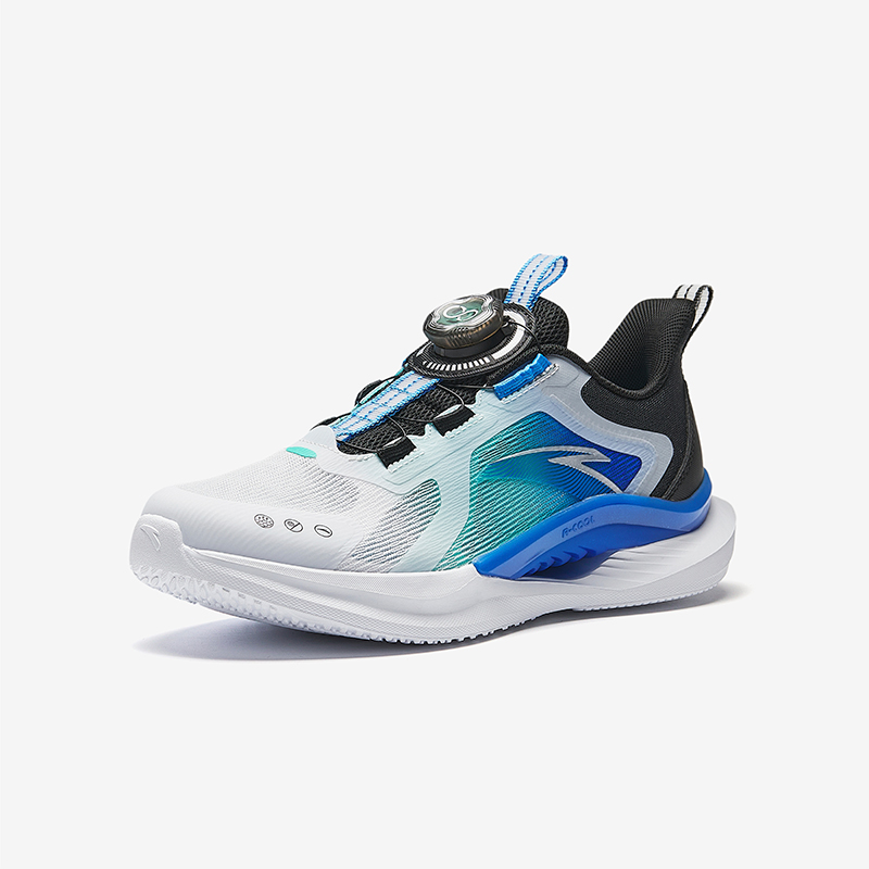 Yufeng 1.0 детские беговые кроссовки low top с анти-кик отскоком, дышащие, легкие, с амортизацией Antakids, белый/Aurora синий фиолетовый/Sunset оранжевый — фото 4