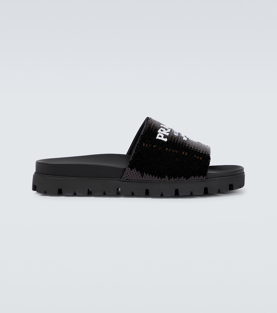 

Кожаные слайды с логотипом Prada, Black and White
