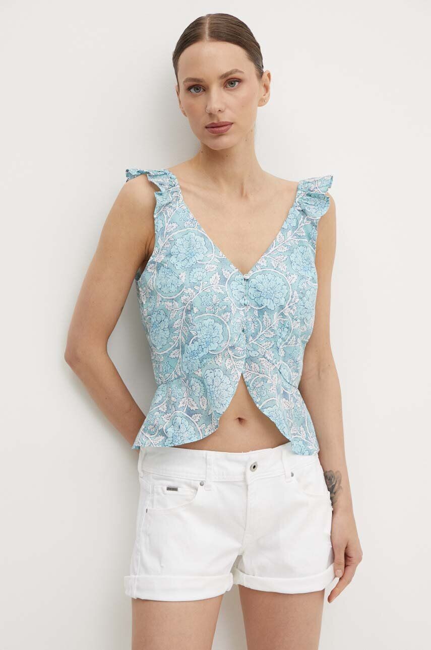

Хлопковый топ EMILIA Pepe Jeans, синий