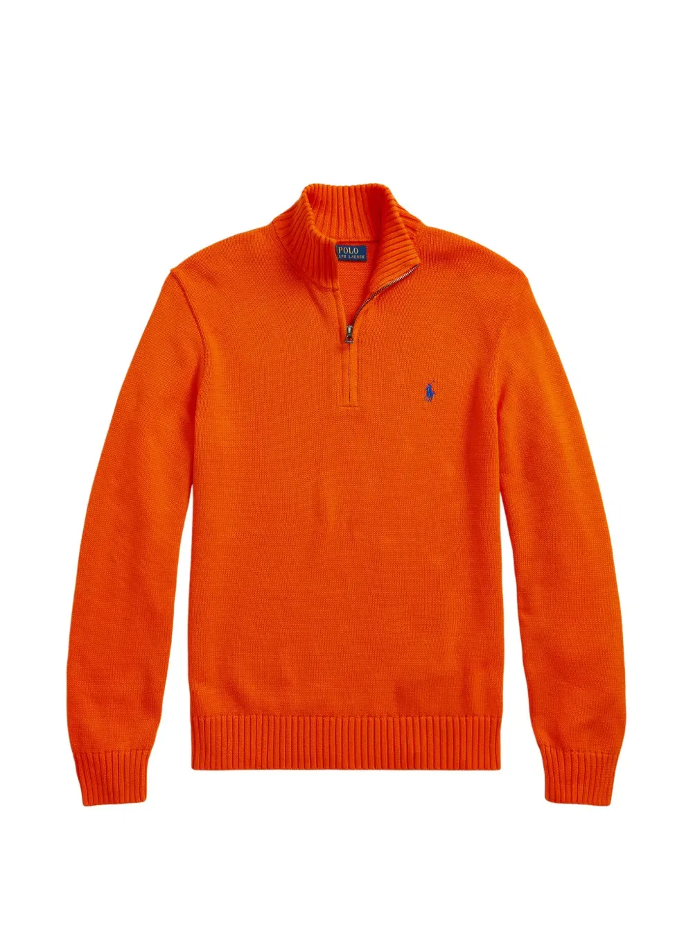 Свитер с вышитым логотипом и застежкой-молнией до середины груди Polo Ralph Lauren, оранжевый