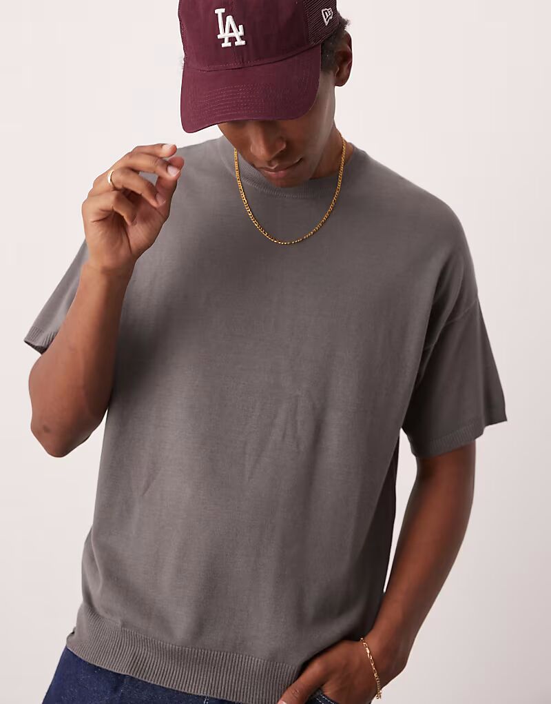 

Свободная трикотажная футболка серого цвета Asos Design