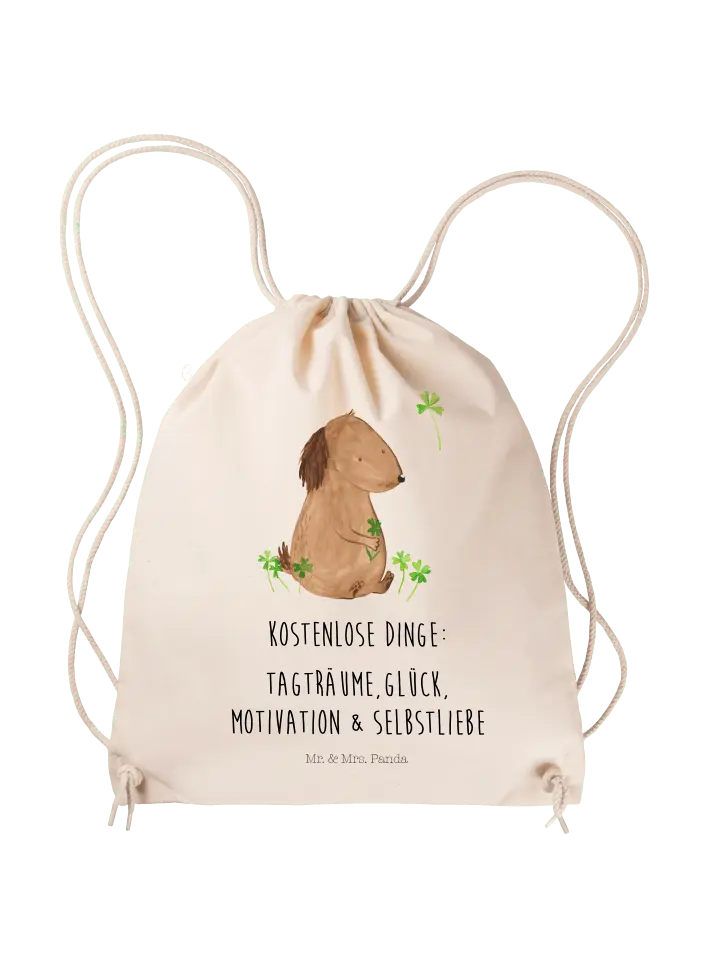 

Спортивная сумка Mr & Mrs Panda Sportbeutel Hund Kleeblatt, кремовый