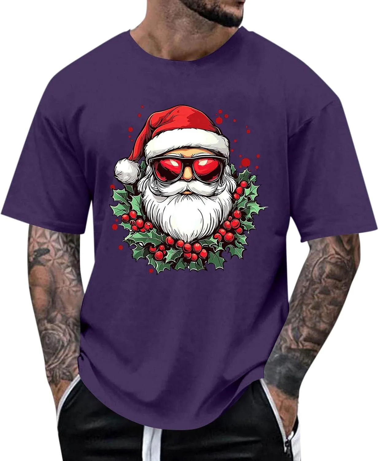 

Футболка мужская с новогодним принтом Santa, короткий рукав Sdeycui