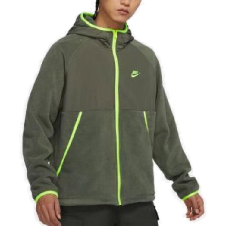 Куртка Nike Sportswear Full-length zipper Cardigan hooded Fleece Lined logo Jacket Green DM1220-380 — фото 2